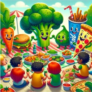 Veggie Village and Fast-Food Town